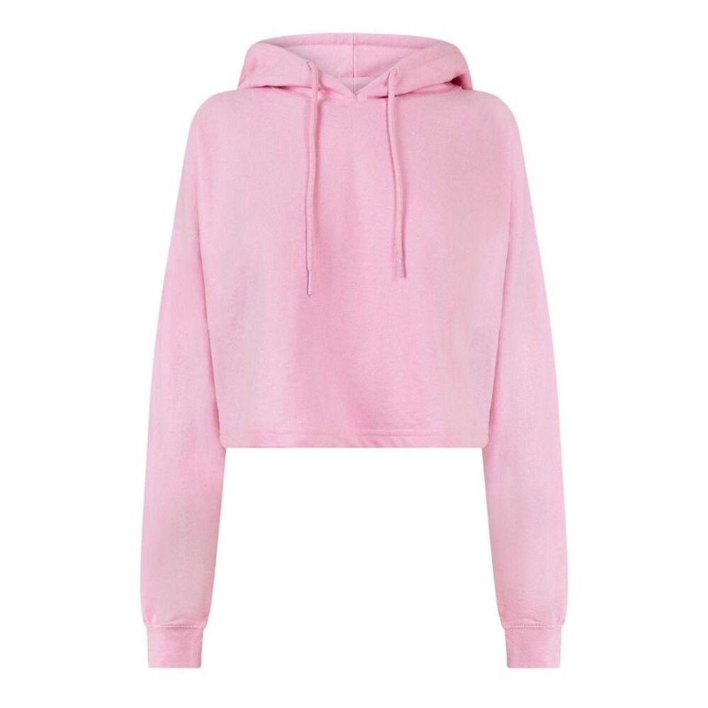 Miso Womens/Ladies Marl Cropped Hoodie / Pink